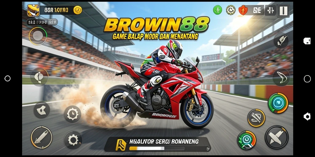 Tampilan gameplay mendebarkan di BROWIN88 dengan balapan motor.