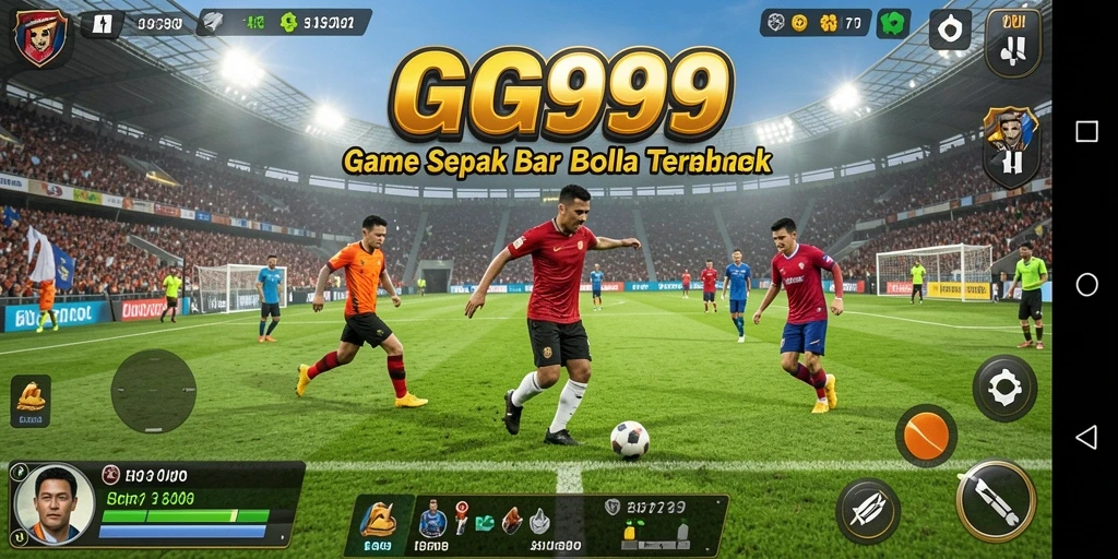 Tampilan gameplay intens dalam pertandingan sepak bola GG999.